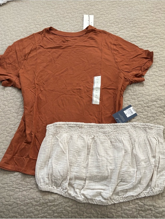 Universal Thread Tops - 2 pk Bundle Orange Tee & Cream Tube Skirt both NWT